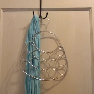 Silver Scarf Hanger with Blue Scarf